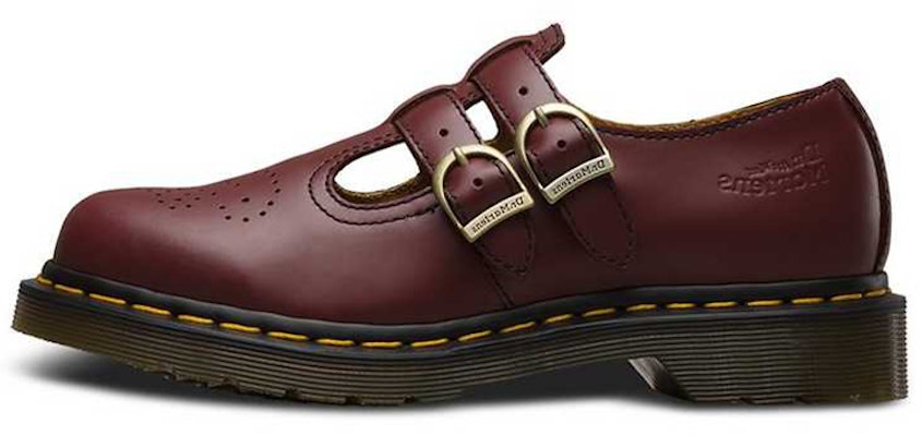 Dr.Martens/馬汀博士 光面硬皮雙搭扣平底鞋 女款 酒紅色 Buy Dr.Martens/馬汀博士 光面硬皮雙搭扣平底鞋 女款 酒紅色