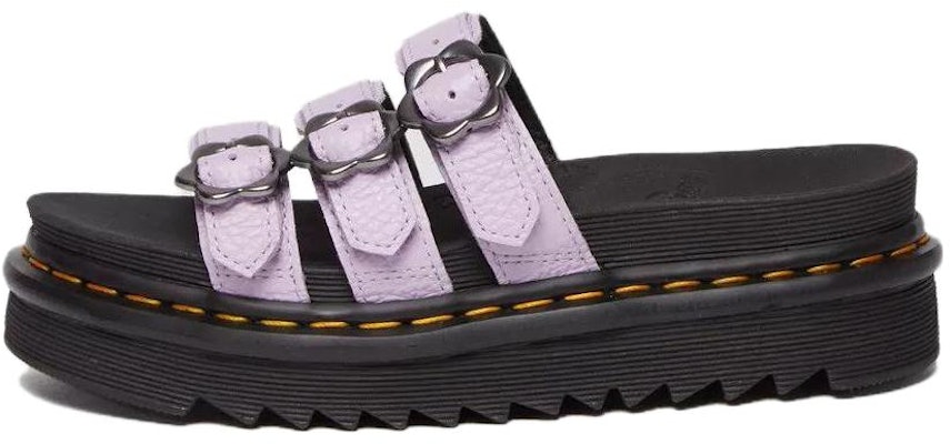 (Women) Dr. Martens Dr.Martens Blaire Flower Buckle Milled Nappa Slide Sandals 'Lilac' 30710308 Buy (Women) Dr. Martens Dr.Martens Blaire Flower Buckle Milled Nappa Slide Sandals 'Lilac' 30710308