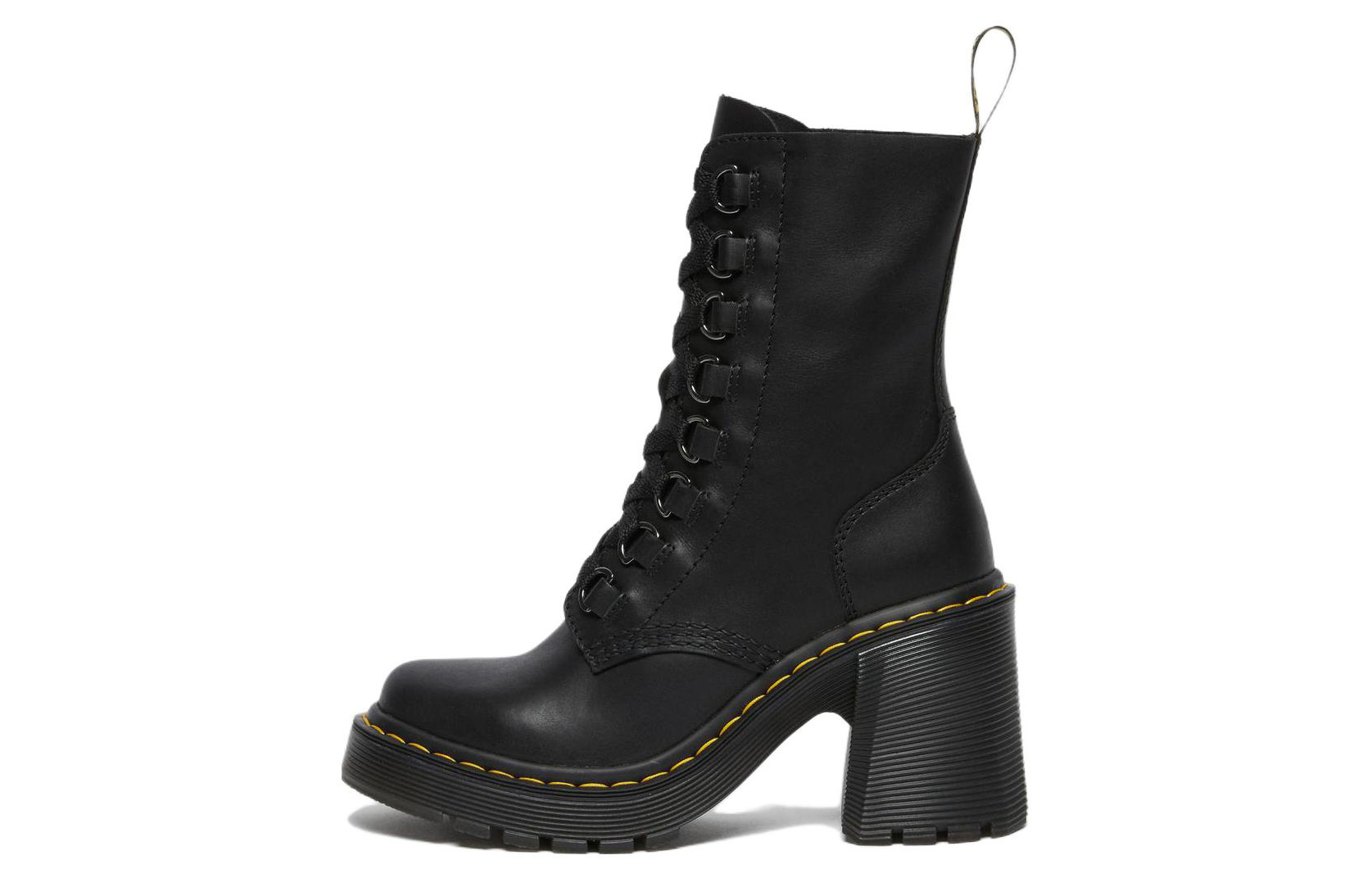 (W) Dr. Martens Dr.Martens Chesney Leather Flared Heel Lace Up Boots 'Black'