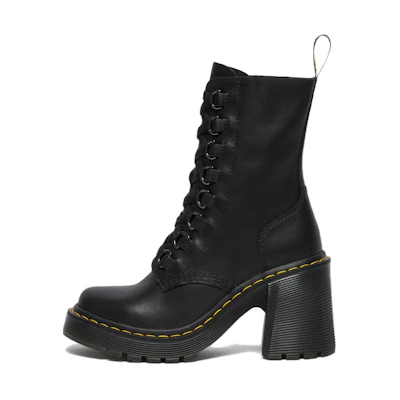 (W) Dr. Martens Dr.Martens Chesney Leather Flared Heel Lace Up Boots 'Black'