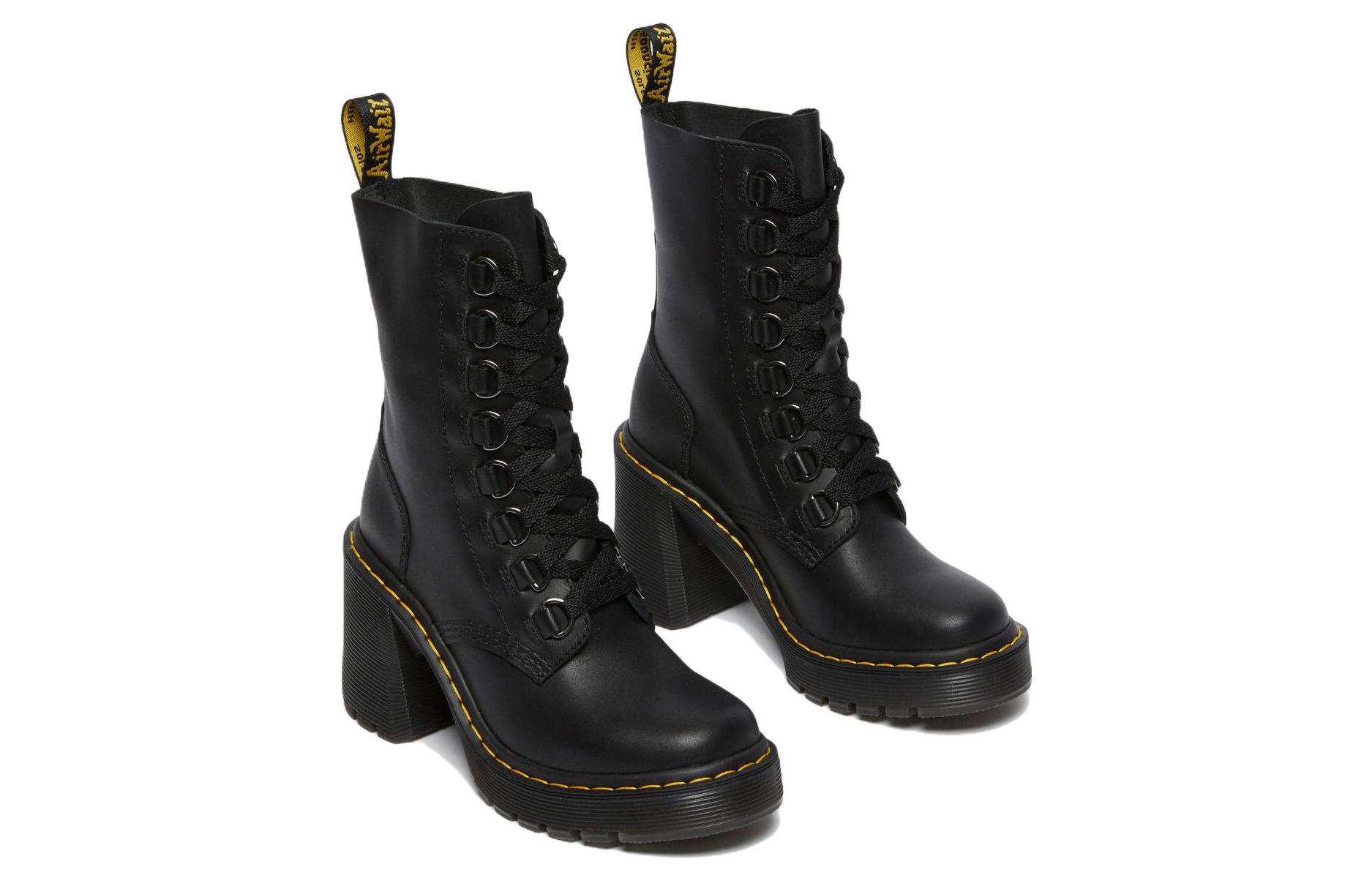 (W) Dr. Martens Dr.Martens Chesney Leather Flared Heel Lace Up Boots 'Black' 圖 2