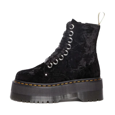 (W) Dr. Martens Dr.Martens Vegan Jadon Boot Max Crushed Velvet Platforms 'Black'