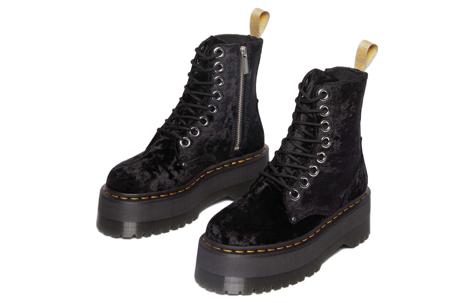 Lookbook (Women) Dr. Martens Dr.Martens Vegan Jadon Boot Max Crushed Velvet Platforms 'Black' 31030001