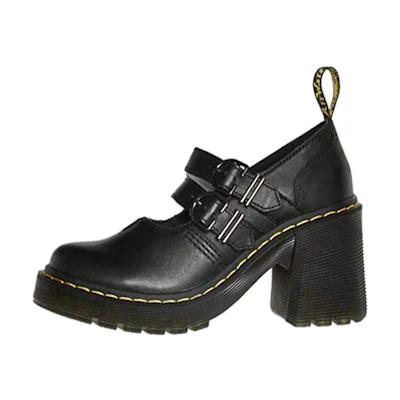 (W) Dr. Martens Eviee Sendal Leather Heeled Shoes 'Black'