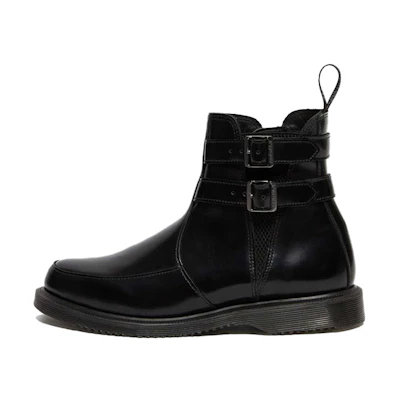 (W) Dr. Martens Flora Polished Smooth Chelsea Boots Black