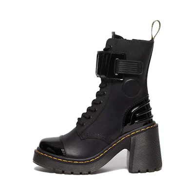 (W) Dr. Martens Gaya 10-Eye Alternative Leather Heeled Boots 'Black'