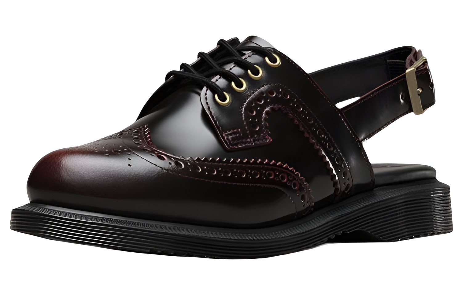 (W) Dr. Martens Georgiana 'Black Leather Buckle Brogue Sandal' 圖 2