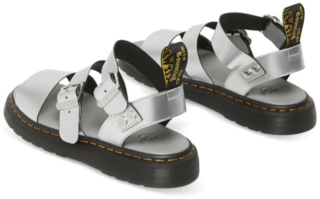 (Women) Dr. Martens Gryphon Sandals Silver 26670972 Purchase (Women) Dr. Martens Gryphon Sandals Silver 26670972