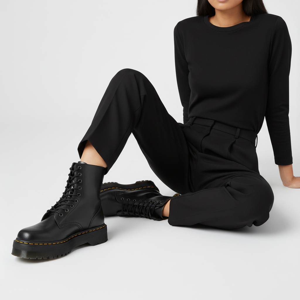 Order (W) Dr. Martens Jadon High Boot Kulit Platform 'Hitam' 25565001