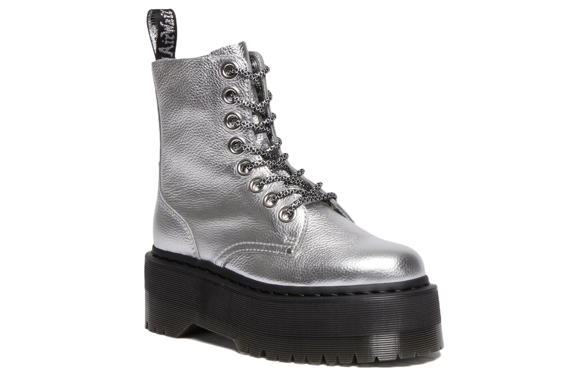 Order 馬汀博士 Dr.Martens JADON MAX 皮革 8孔系帶 短中筒 馬丁靴 女款 銀色