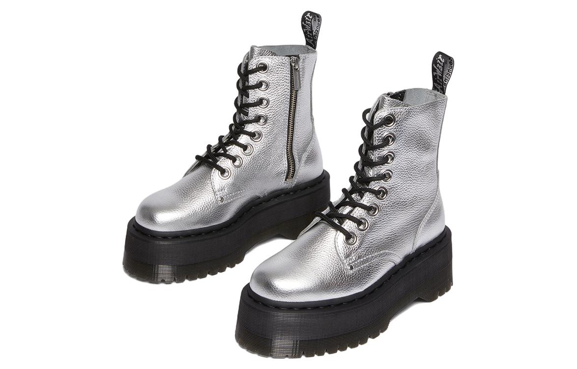 Shop 馬汀博士 Dr.Martens JADON MAX 皮革 8孔系帶 短中筒 馬丁靴 女款 銀色