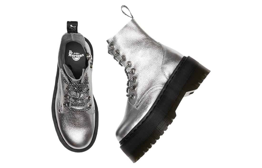 Details for 馬汀博士 Dr.Martens JADON MAX 皮革 8孔系帶 短中筒 馬丁靴 女款 銀色