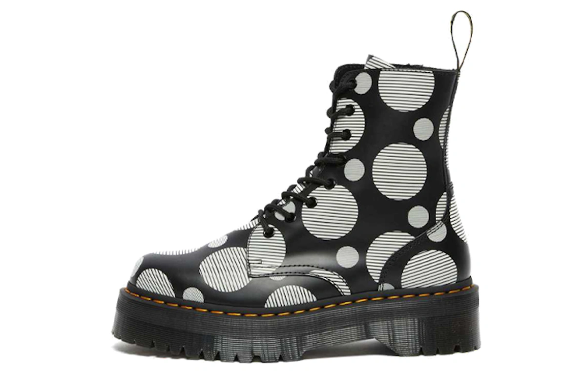 (Women) Dr. Martens Jadon Polka Dot Smooth Leather Platform Boots 'Black'