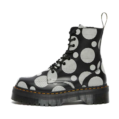 (W) Dr. Martens Jadon Polka Dot Smooth Leather Platform Boots 'Black'