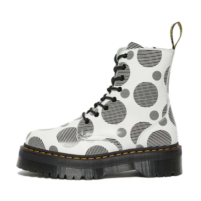 (W) Dr. Martens Jadon Polka Dot Smooth Leather Platform Boots 'White Black'