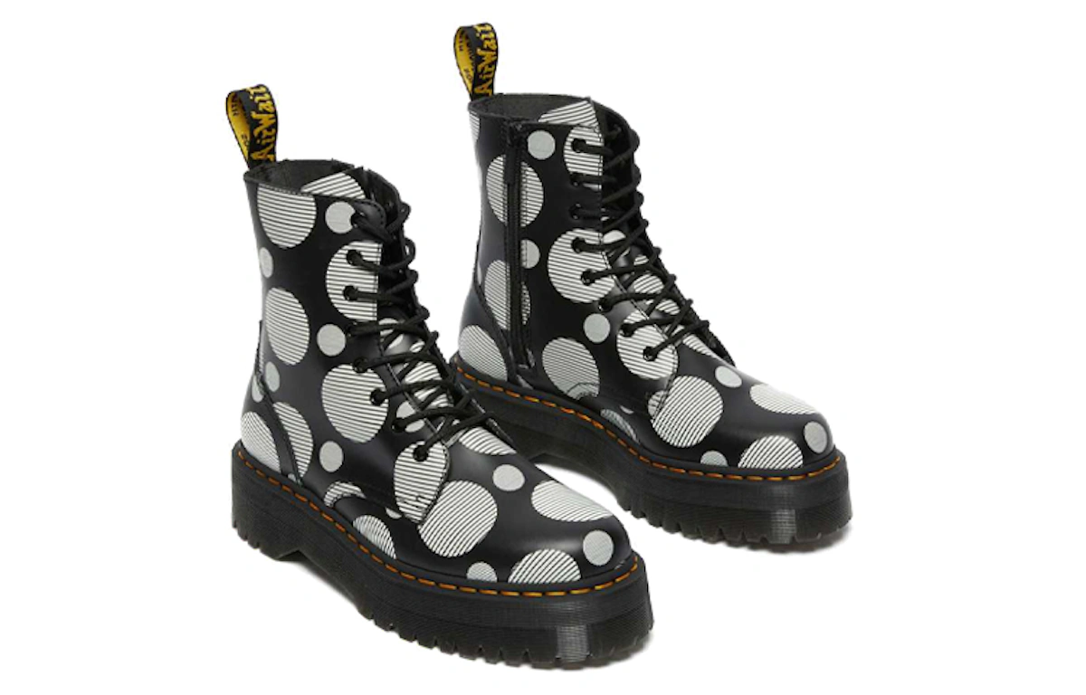 (Women) Dr. Martens Jadon Polka Dot Smooth Leather Platform Boots 'Black'