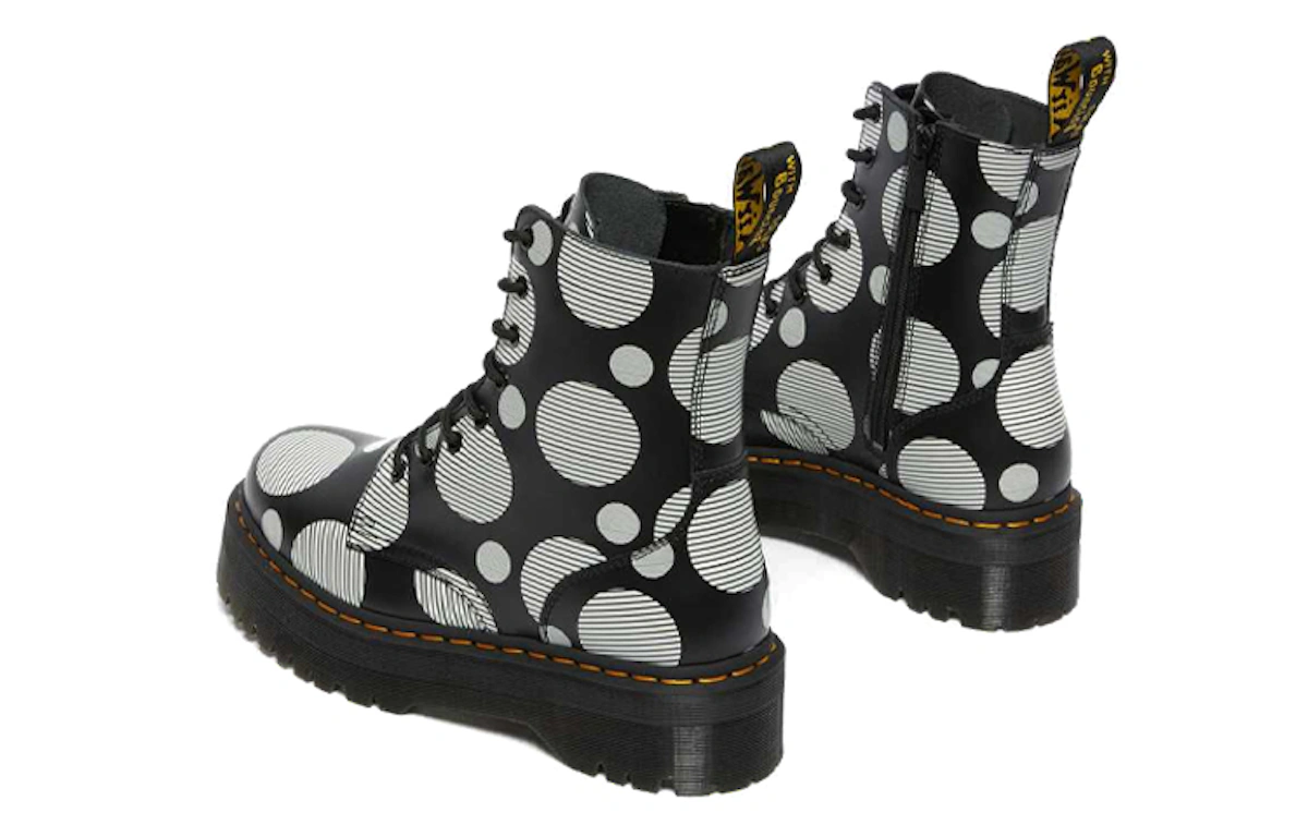 (Women) Dr. Martens Jadon Polka Dot Smooth Leather Platform Boots 'Black'