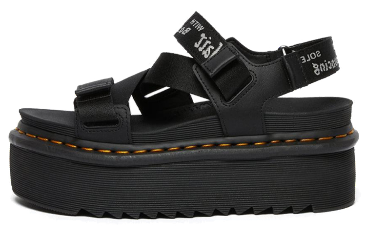 (Women) Dr. Martens Kimberley Ribbon Logo Open-Toe Platform Sandal 'Black' 26532001