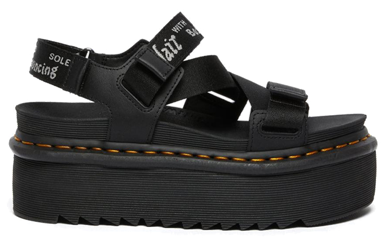 Order (W) Dr. Martens Kimberley Sandal Platform Logo Pita Terbuka 'Hitam' 26532001