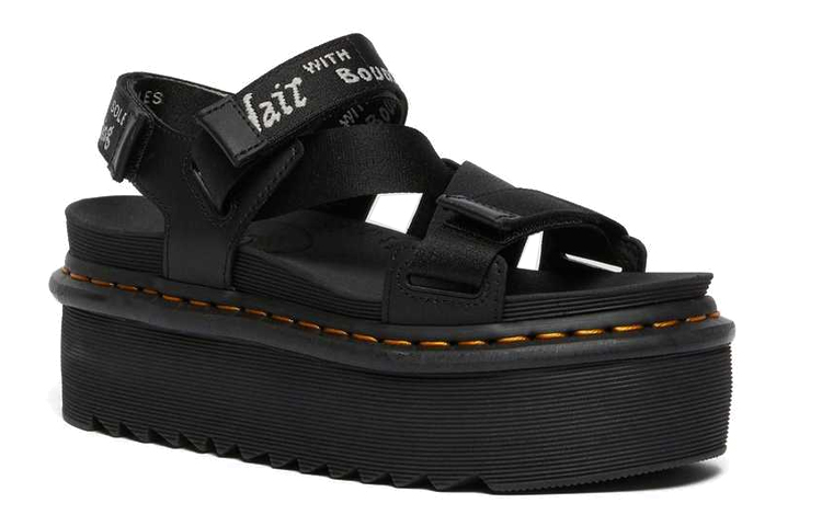 Lookbook (W) Dr. Martens Kimberley Sandal Platform Logo Pita Terbuka 'Hitam' 26532001