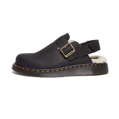 (W) Dr. Martens Jorge 2 Faux Fur Lined Slingback Mule 'Black'