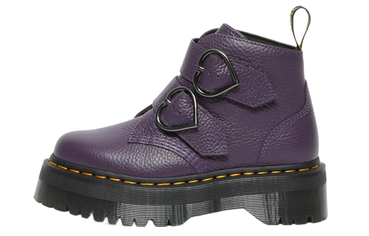 (W) Dr. Martens Leather Boots 'Heart Buckle Purple'