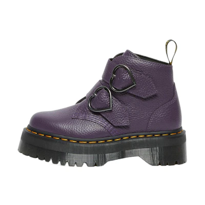 (W) Dr. Martens Leather Boots 'Heart Buckle Purple'
