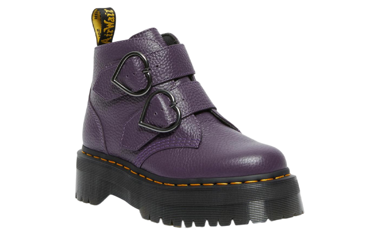 (W) Dr. Martens Leather Boots 'Heart Buckle Purple' 圖 2