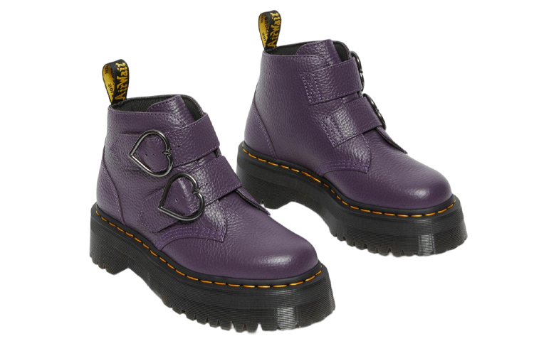(W) Dr. Martens Leather Boots 'Heart Buckle Purple' 圖 3