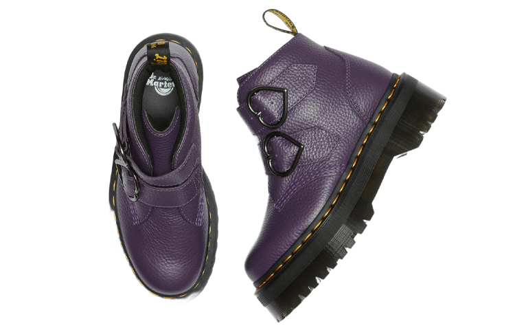 (W) Dr. Martens Leather Boots 'Heart Buckle Purple' 圖 4