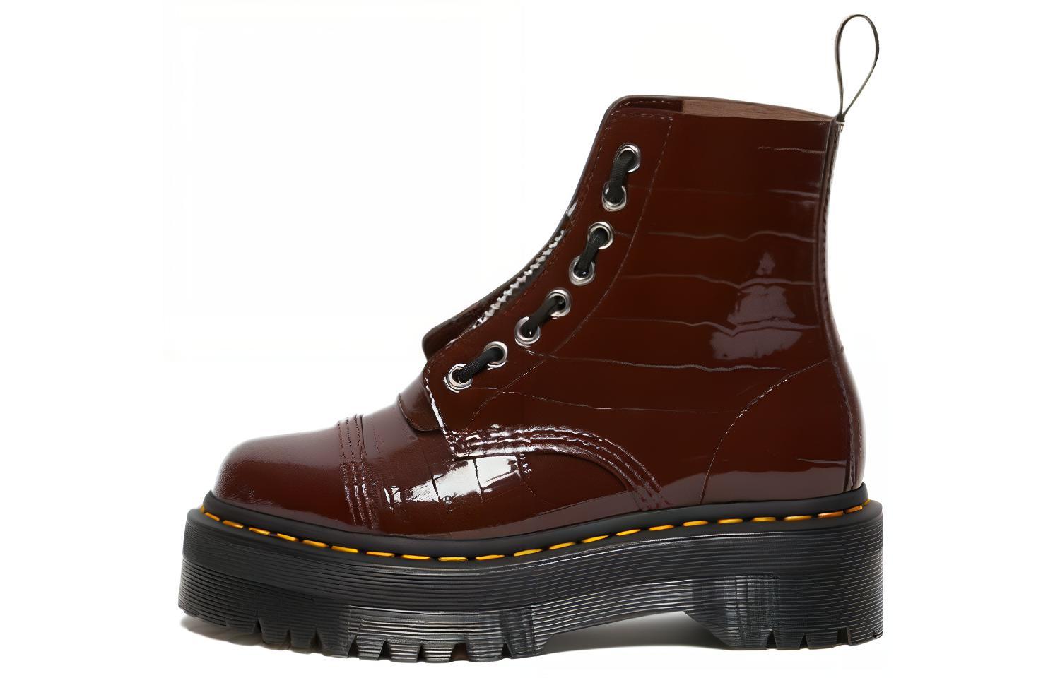 Buy (W) Dr. Martens Sepatu Boot Kulit Nyaman Mid-Cut 'Merah Coklat' 26260203
