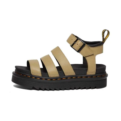 (W) Dr. Martens Leather CMFT Thick Sole Fashion Slide 'Brown'