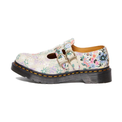 (W) Dr. Martens 8065 Floral Mash Up Leather Mary Jane 'Parchment Beige'
