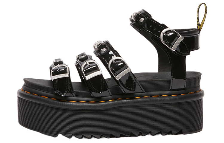 (W) Dr. Martens Leather Platform Sandal 'Black CMFT'