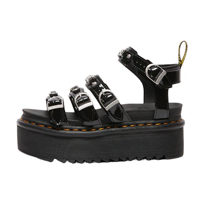 (W) Dr. Martens Leather Platform Sandal 'Black CMFT'