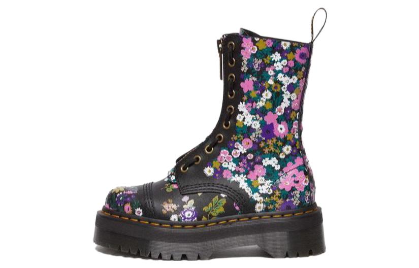 (W) Dr. Martens Leather Round Toe Lace-Up Ankle Boots 'Black'