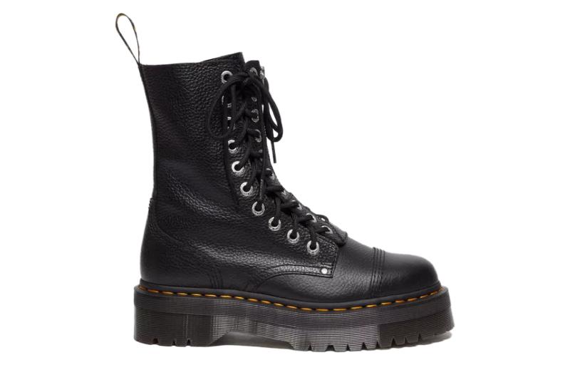 (W) Dr. Martens Leather Round Toe Lace-Up Chunky Sole Boot 'Black' 圖 2
