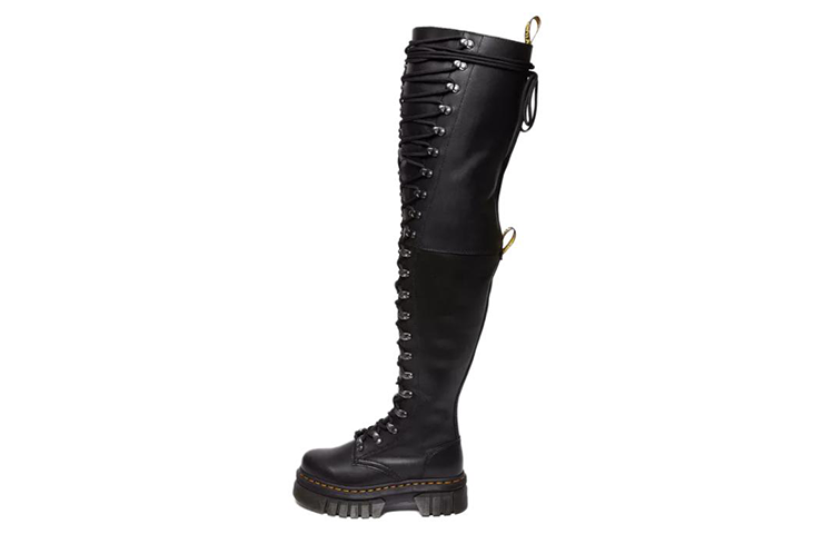Buy (W) Dr. Martens Kulit But Hitam Bertali Tinggi Lutut Pusingan Hujung 30918001