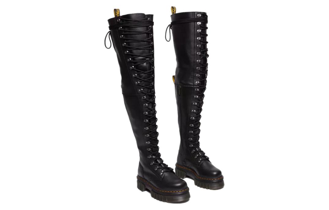 Lookbook (W) Dr. Martens Kulit But Hitam Bertali Tinggi Lutut Pusingan Hujung 30918001