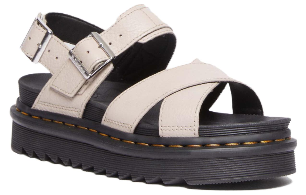 Order (W) Dr. Martens Leren Comfort Sandalen met Dikke Zool Slingback ''Taupe'' 31175348