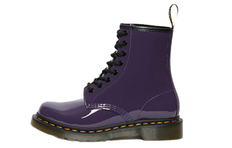 (Women) Dr. Martens Lens Patent Leather 8 Martin boots Black Purple 27216628