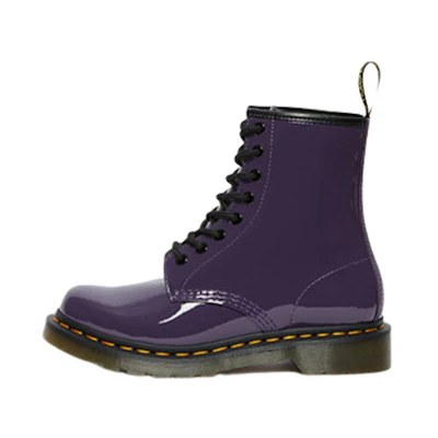 (W) Dr. Martens Lens Patent Leather 8 Martin boots Black Purple