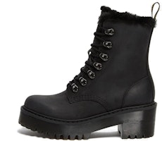 (Women) Dr. Martens Leona Faux Fur Platform Leather Boots 'Black' 26190001 (Women) Dr. Martens Leona Faux Fur Platform Leather Boots 'Black' 26190001