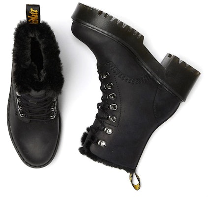 (Women) Dr. Martens Leona Faux Fur Platform Leather Boots 'Black' 26190001 Lookbook (Women) Dr. Martens Leona Faux Fur Platform Leather Boots 'Black' 26190001