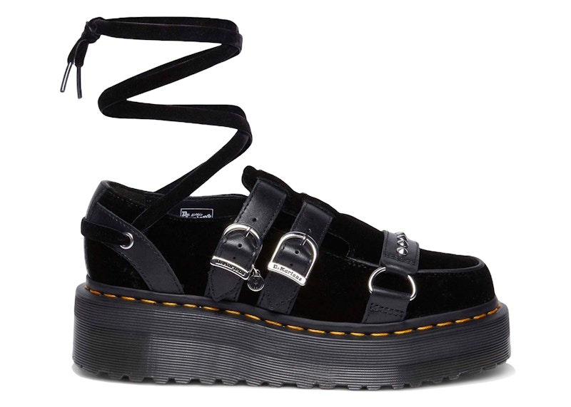 (Women) Dr. Martens Ramsey Platform Creepers Wednesday Black Velvet 32223001