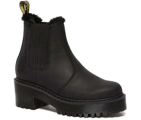 (W) Dr. Martens Rometty Leren Chelsea Boots met Imitatiebont ''Zwart'' 26198001 Order (W) Dr. Martens Rometty Leren Chelsea Boots met Imitatiebont ''Zwart'' 26198001