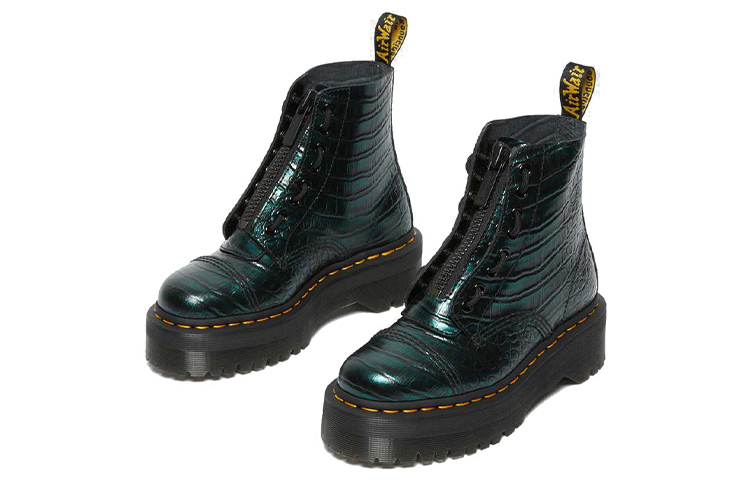 Lookbook Dr.Martens/馬汁士 Sinclair 亮面壓紋增高馬汀靴 女款 綠色