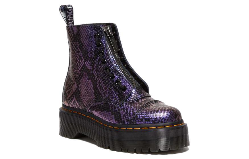 Lookbook Dr.Martens 馬汀博士 SINCLAIR系列 皮革 圓頭拉鍊 短靴 5cm 女款 紫黑色
