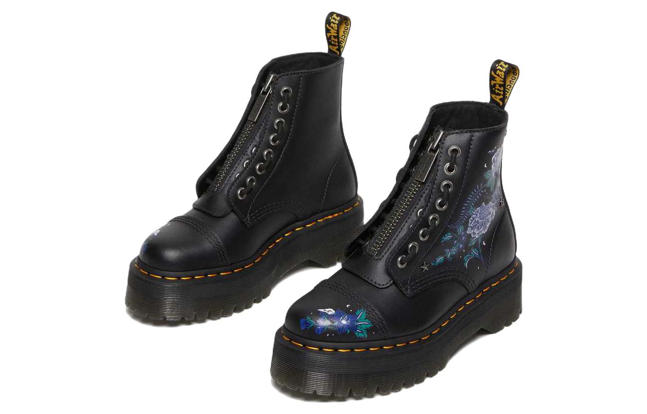 Lookbook Dr.Martens馬丁博士 Sinclair Mystic 皮革 彩印繽紛厚底 中筒 馬汁靴 女式 黑色