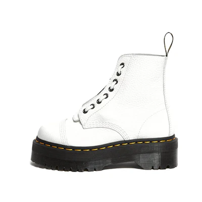 (W) Dr. Martens Sinclair Leather Platform Boots 'Front Zip White'
